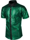 Men's Dress Shirt Sequins Button Down Shirts Disco Party Costume