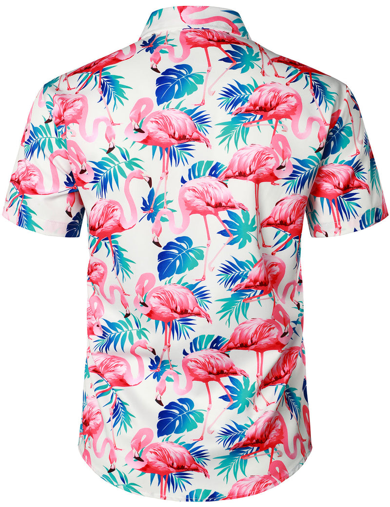 Men's Flamingo Print Hawaiian Shirt & Shorts Set