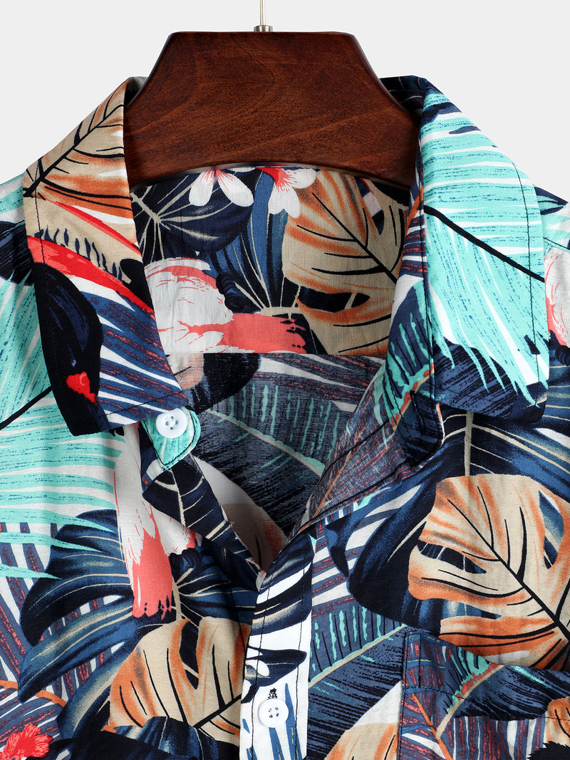 Men's Tropical Holiday Animal Print Cotton Shirt