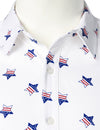 Men's Stars and Flag Print White Button Long Sleeve Shirt