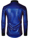 Men's Dress Shirt Sequins Button Down Long Sleeve Shirts Disco Party Costume
