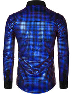 Men's Dress Shirt Sequins Button Down Long Sleeve Shirts Disco Party Costume