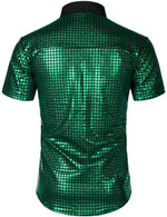 Men's Dress Shirt Sequins Button Down Shirts Disco Party Costume