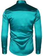 Mens Dress Shirt Silver Sequins Long Sleeve Button Down Disco Shirt Party Costume