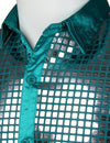 Men's Dress Shirt Sequins Button Down Shirts Disco Party Costume