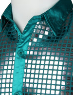 Men's Dress Shirt Sequins Button Down Shirts Disco Party Costume