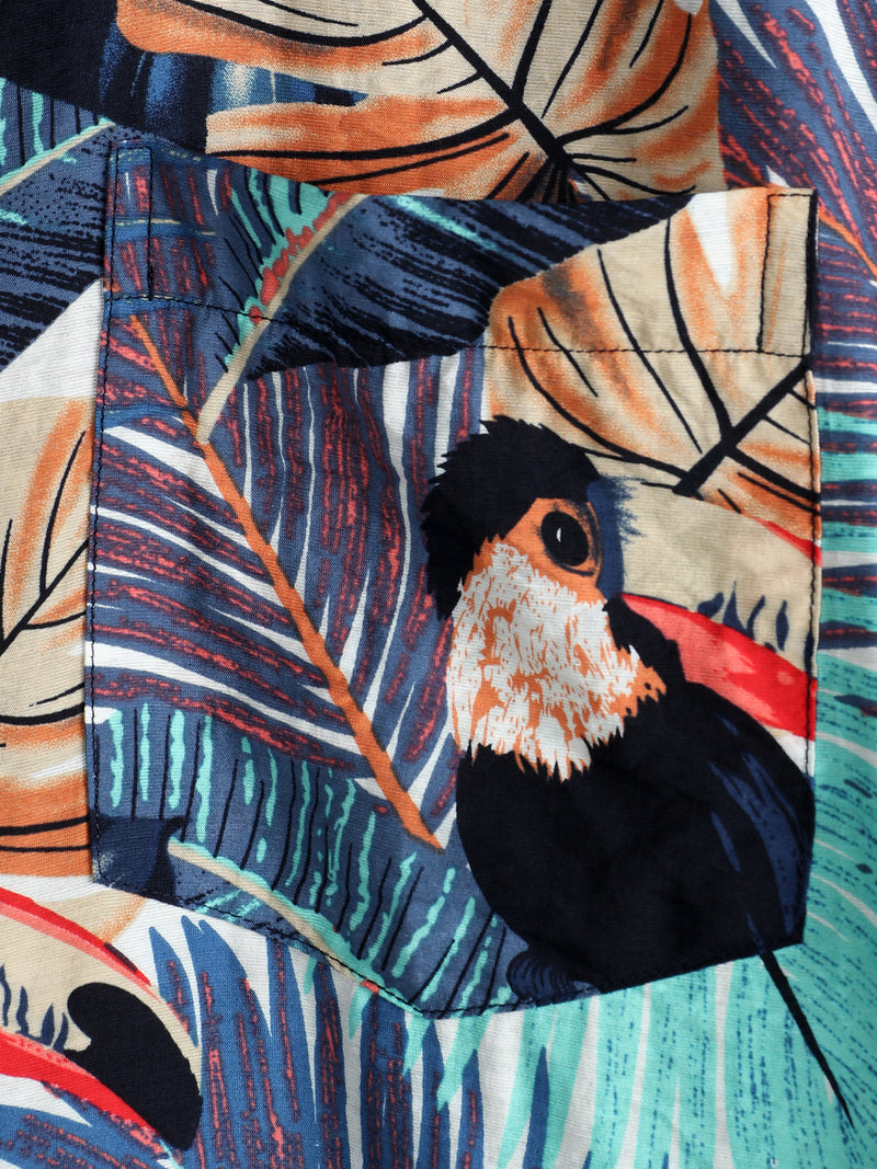 Men's Tropical Holiday Animal Print Cotton Shirt