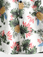 Men's Hawaii Pineapple Print Short Sleeve Cotton Shirt