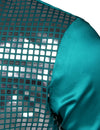 Mens Dress Shirt Silver Sequins Long Sleeve Button Down Disco Shirt Party Costume