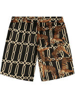 Men's Retro Tiger Animal Casual Aloha Hawaiian Beach Shorts