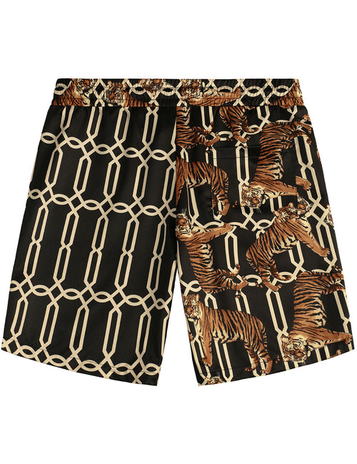 Men's Retro Tiger Animal Casual Aloha Hawaiian Beach Shorts