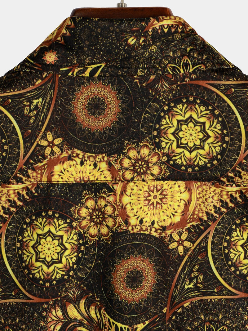 Men's Short Sleeve Retro Print Casual Shirt