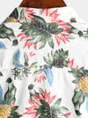 Men's Hawaii Pineapple Print Short Sleeve Cotton Shirt