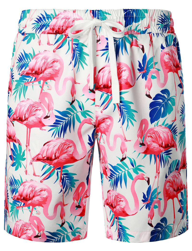 Men's Flamingo Print Hawaiian Shirt & Shorts Set