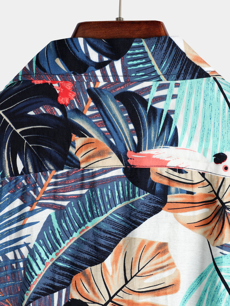 Men's Tropical Holiday Animal Print Cotton Shirt