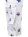 Men's Stars and Flag Print White Button Long Sleeve Shirt