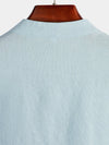 Men's Solid Color Stand Collar Half Button Pocket Front Shirt