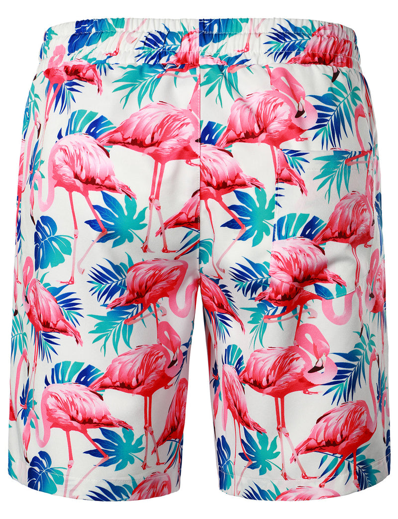 Men's Flamingo Print Hawaiian Shirt & Shorts Set