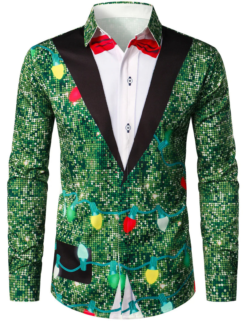 Bundle Of 2|Men's Printed Regular Fit Festive Long Sleeve Shirt