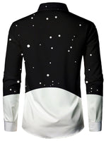 Men's Novelty Santa Piss Merry Christmas Print Button Up Long Sleeve Funny Ugly Christmas Shirt