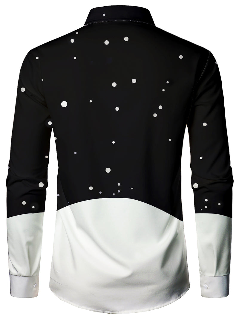 Men's Novelty Santa Piss Merry Christmas Print Button Up Long Sleeve Funny Ugly Christmas Shirt