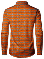 Men's Novelty Christmas Santa Delivering Gifts Chimney Xmas Day Button Up Themed Party Long Sleeve Shirt