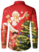 Men's Beauty And Christmas Tree Crazy Red Long Sleeve Shirt