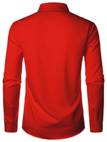 Men's Red Striped And Santa Claus Button Up Christmas Long Sleeve Shirt