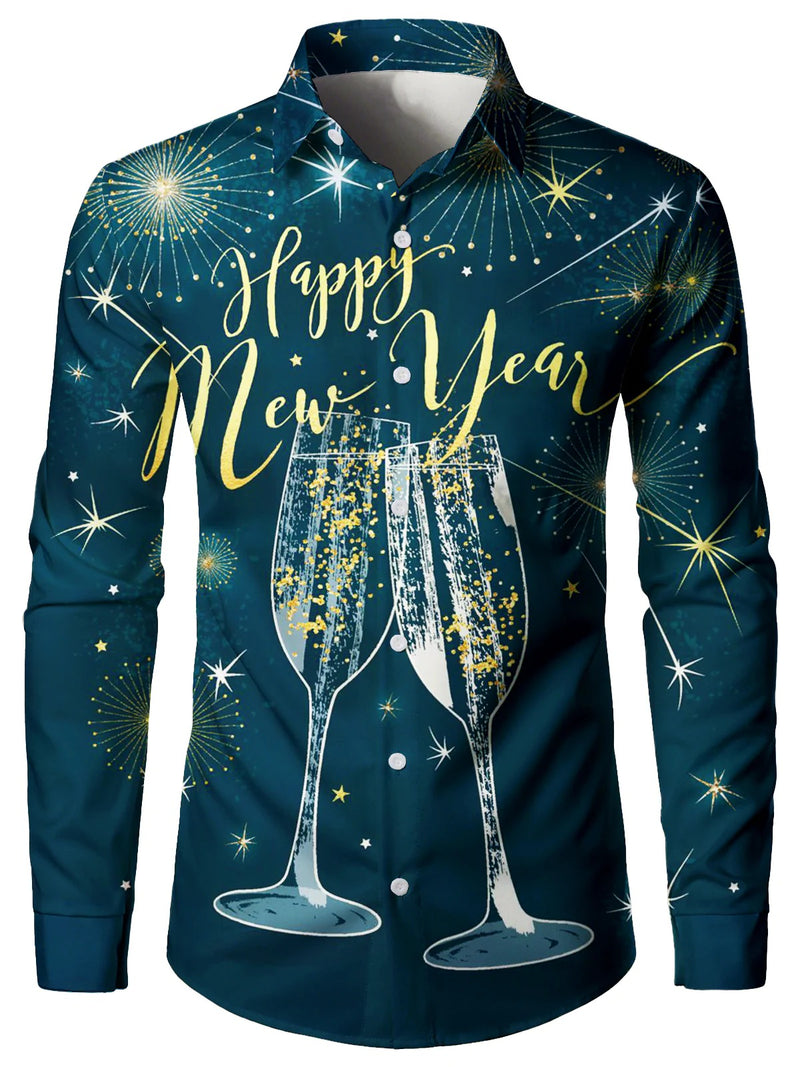 Bundle Of 4|Men's Printed Regular Fit Festive Long Sleeve Shirt