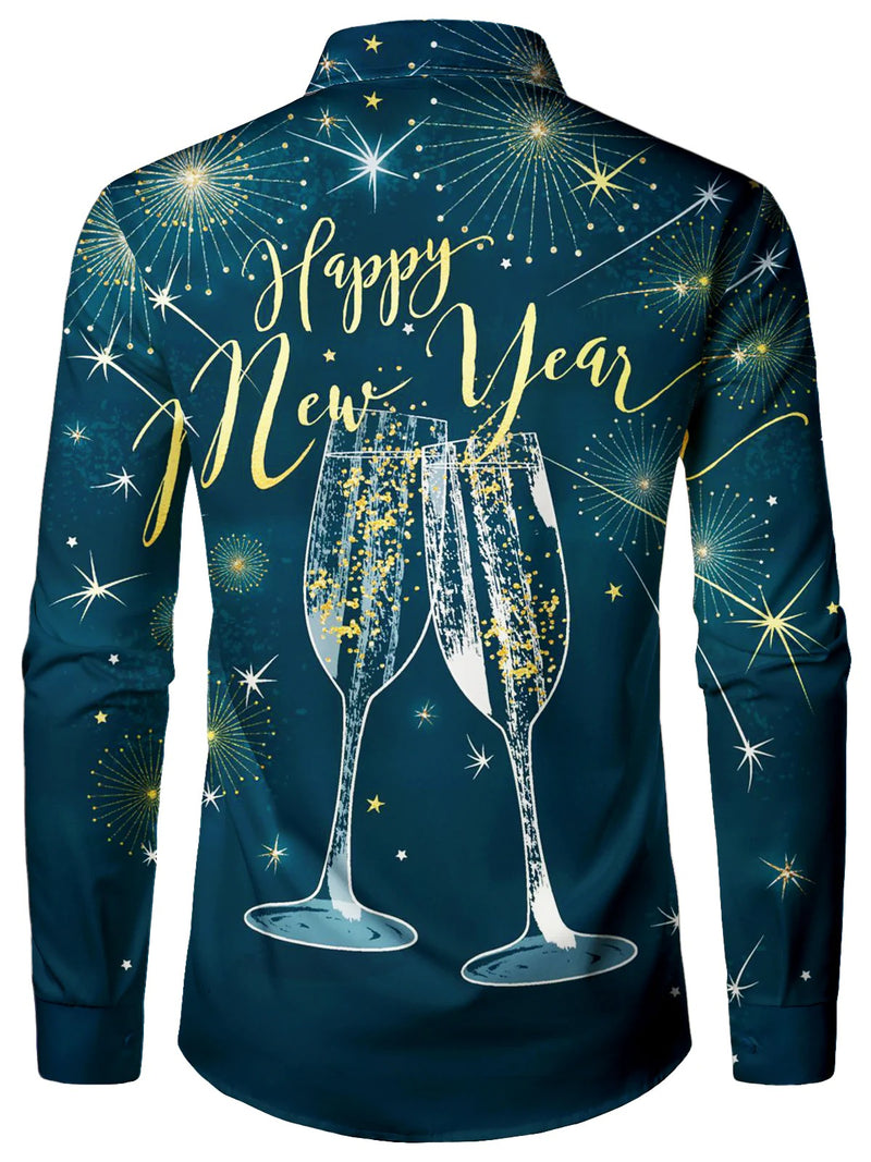 Bundle Of 4|Men's Printed Regular Fit Festive Long Sleeve Shirt