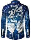 Men's Happy New Year Eve Party Cheers 2023 Festival Holiday Long Sleeve Shirt