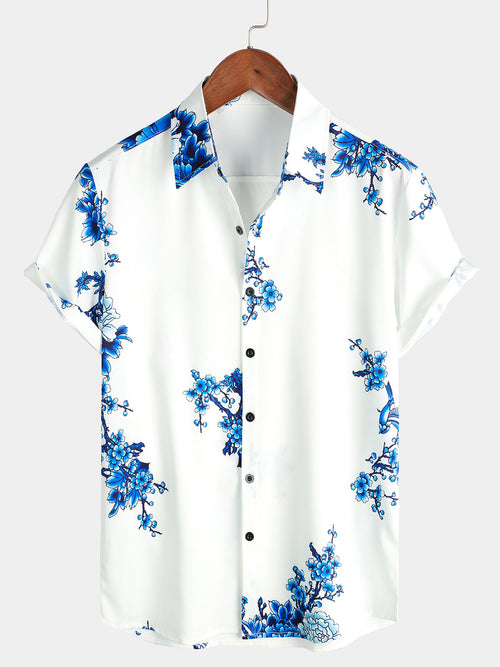 Bundle Of 3 | Men's Floral Casual Beach Summer Holiday Short Sleeve Shirt
