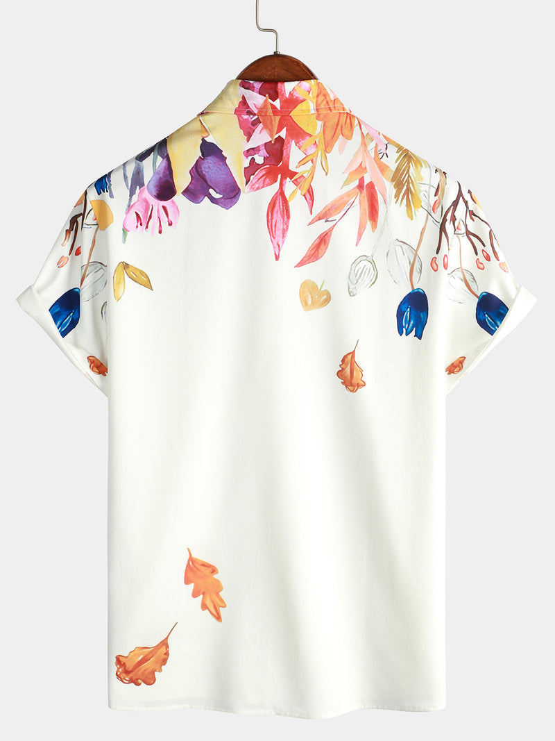 Bundle Of 3 | Men's Floral Casual Beach Summer Holiday Short Sleeve Shirt