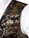 Mens Hipster Metallic Paisley Printed Single Breasted V-Neck Suit Vest/Tuxedo Waistcoat