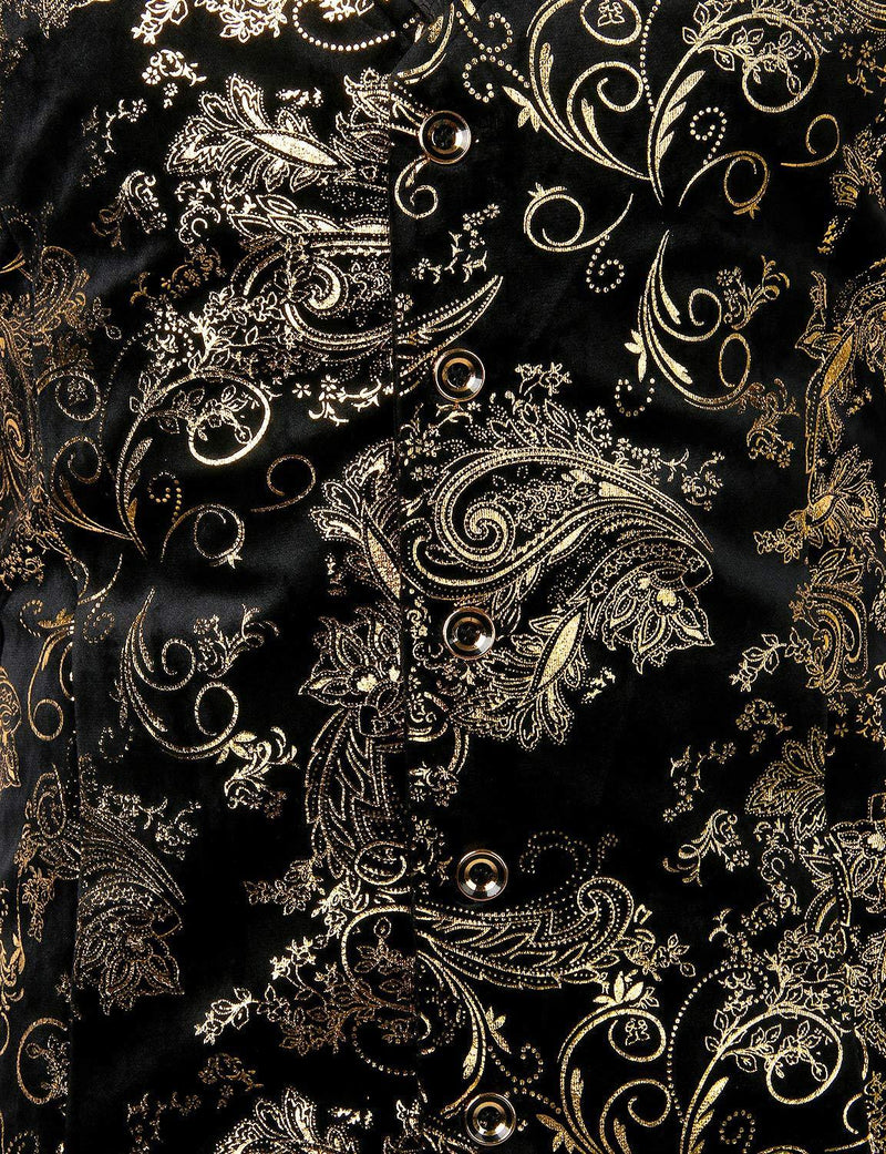 Mens Hipster Metallic Paisley Printed Single Breasted V-Neck Suit Vest/Tuxedo Waistcoat