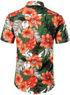 Men's Flower Casual Button Down Hawaiian Shirts&Shorts