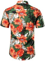 Men's Flower Casual Button Down Hawaiian Shirts&Shorts