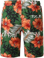Men's Flower Casual Button Down Hawaiian Shirts&Shorts