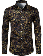 Men's Vintage Print Floral Casual Long Sleeve Shirt