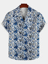Men's Holiday Floral Print Short Sleeve Shirt