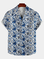 Men's Holiday Floral Print Short Sleeve Shirt