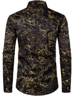 Men's Vintage Print Floral Casual Long Sleeve Shirt
