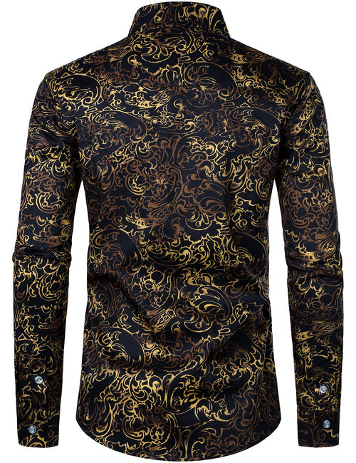 Men's Vintage Print Floral Casual Long Sleeve Shirt