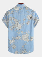 Men's Striped & Floral Print Short Sleeve Shirt