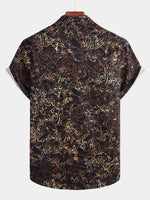 Men's Black Retro Short Sleeve Cotton Shirt