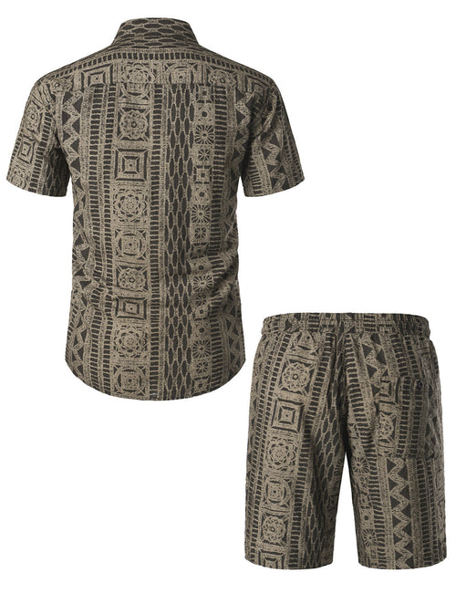 Men's Casual Vintage Boho Shirt & Shorts Set