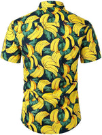 Men's Banana Print Cotton Hawaiian Shirt & Shorts Set