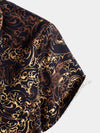 Men's Black Retro Short Sleeve Cotton Shirt