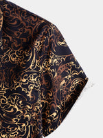 Men's Black Retro Short Sleeve Cotton Shirt