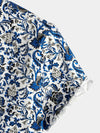Men's Holiday Floral Print Short Sleeve Shirt